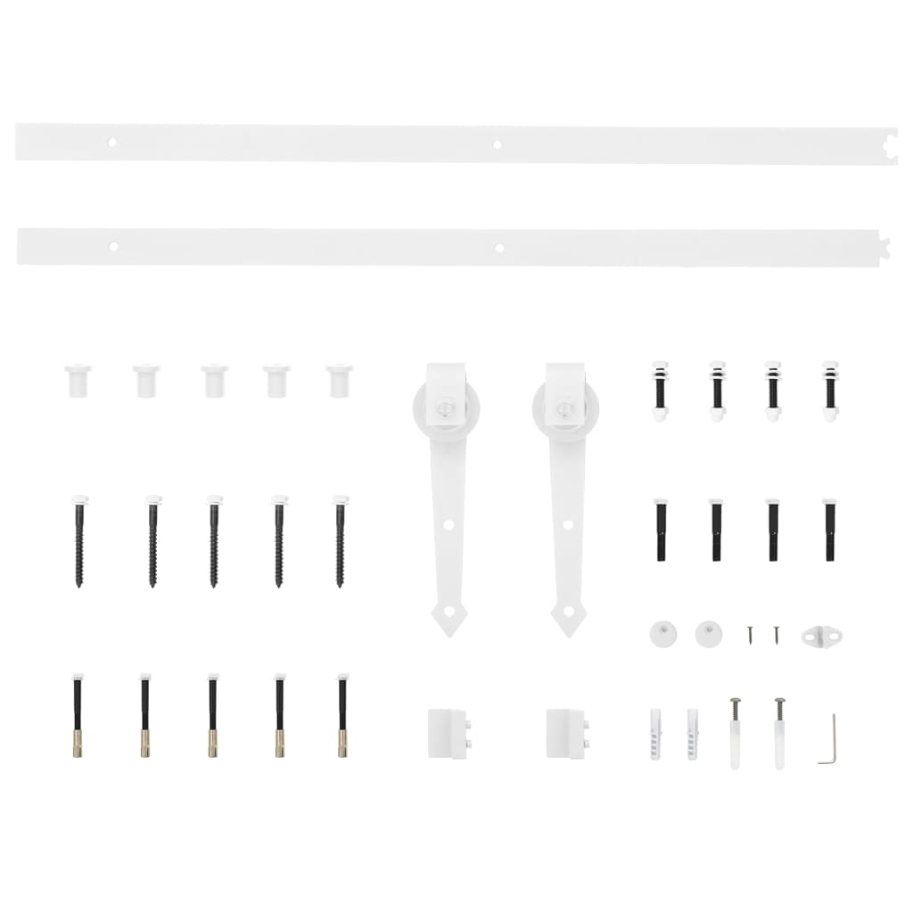 vidaXL Set feronerie pentru uși glisante, alb, 183 cm, oțel vidaXL Set feronerie pentru uși glisante, alb, 183 cm, oțel