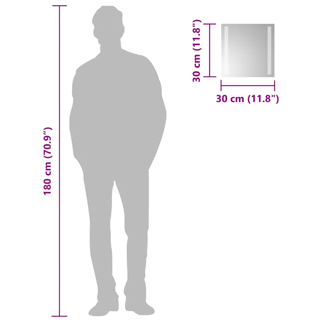 vidaXL Oglindă cu LED de baie, 30x30 cm