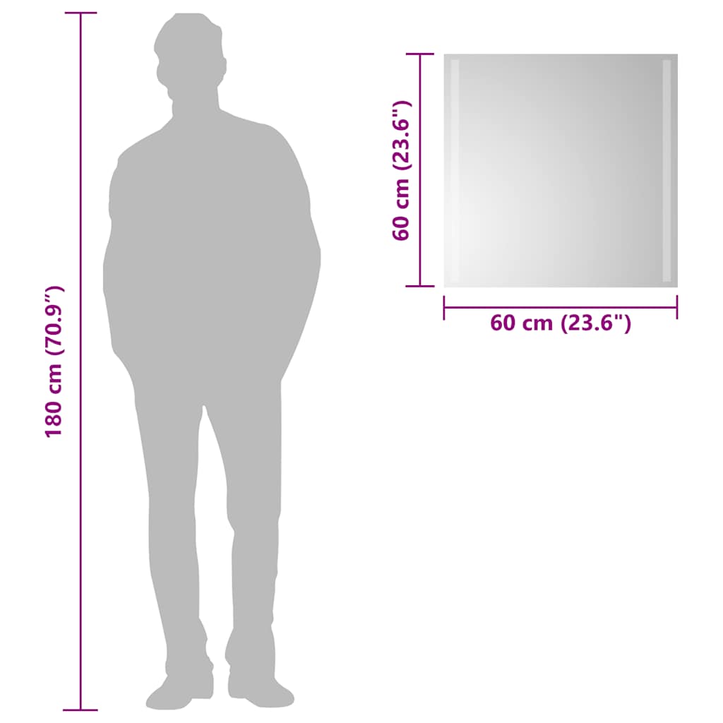 vidaXL Oglinda de baie cu LED, 60x60 cm