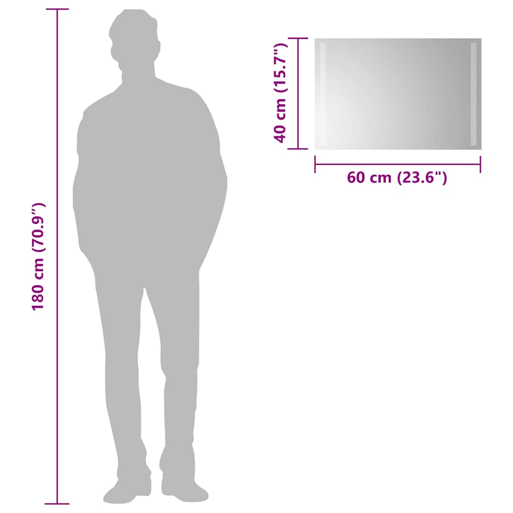 vidaXL Oglinda de baie cu LED, 60x40 cm