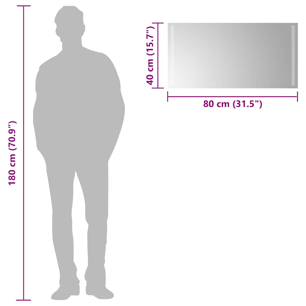 vidaXL Oglindă de baie cu LED, 80x40 cm