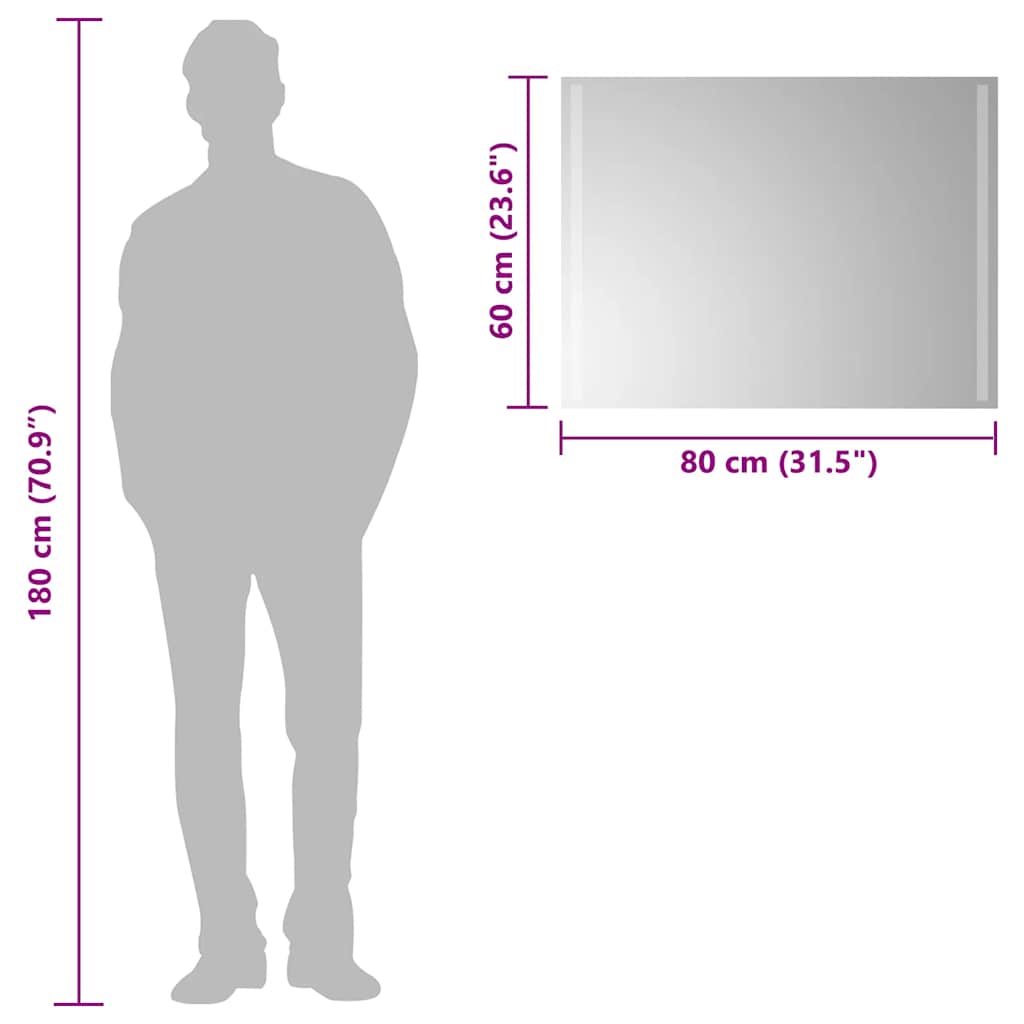 vidaXL Oglindă de baie cu LED, 80x60 cm