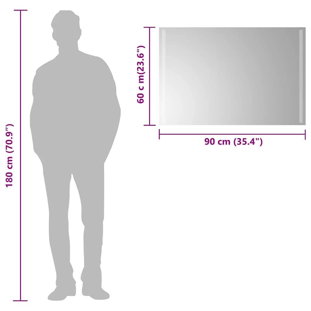 vidaXL Oglindă de baie cu LED, 90x60 cm