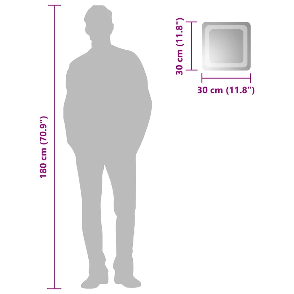 vidaXL Oglindă cu LED de baie, 30x30 cm