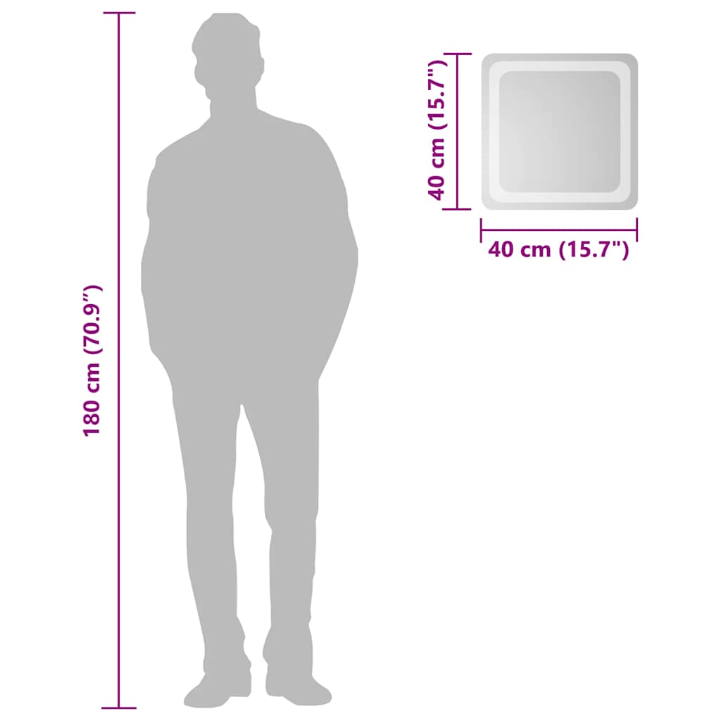 vidaXL Oglindă de baie cu LED, 40x40 cm