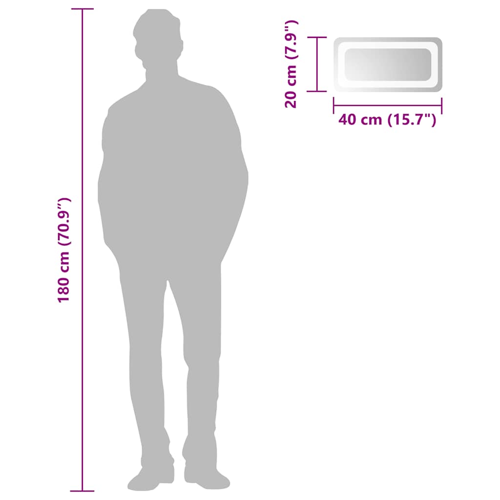 vidaXL Oglindă de baie cu LED, 40x20 cm