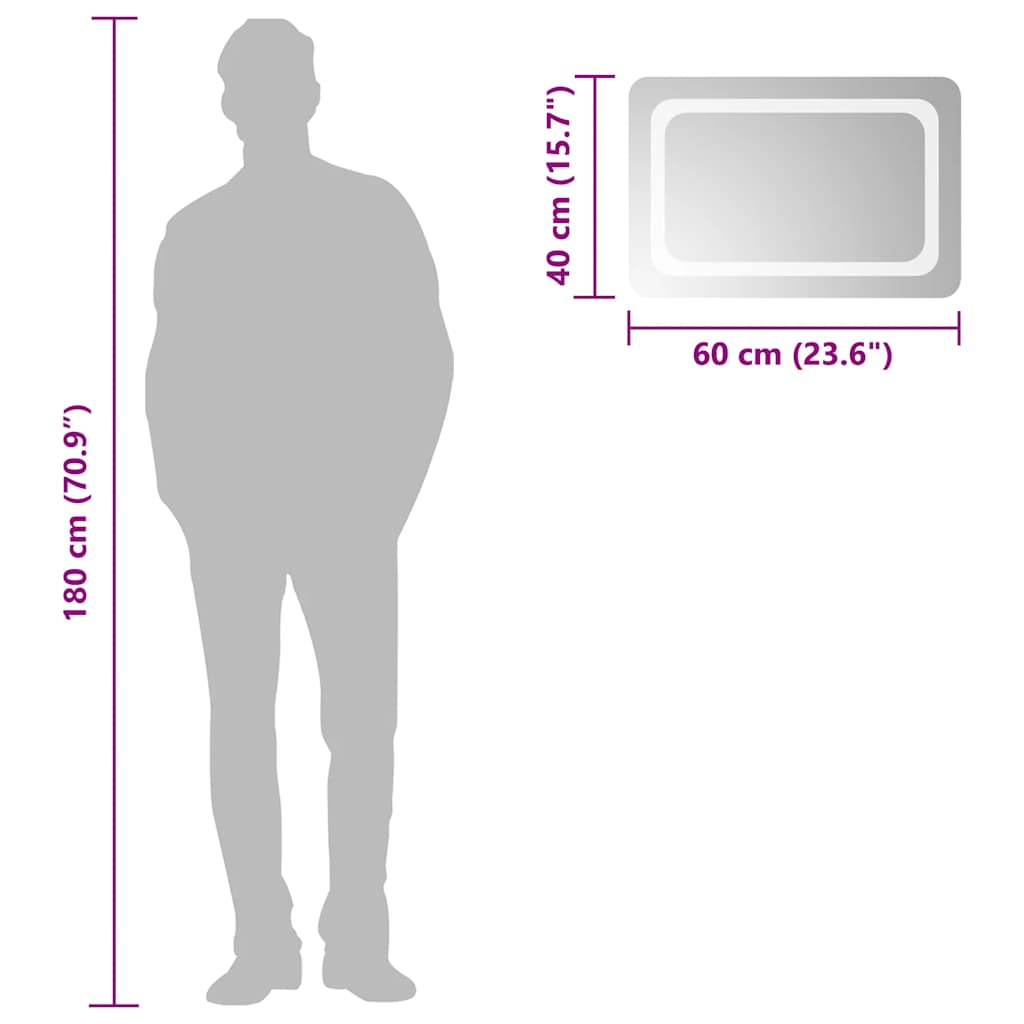 vidaXL Oglinda de baie cu LED, 60x40 cm