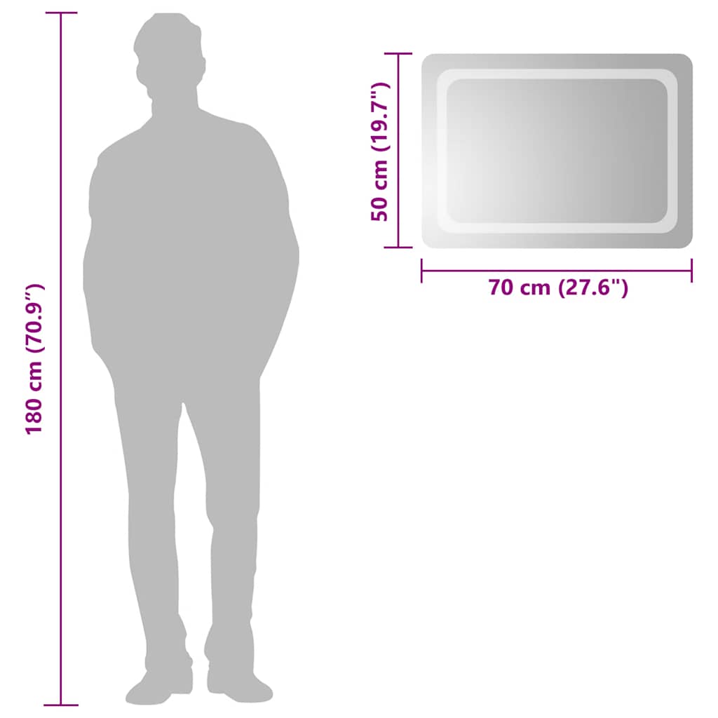 vidaXL Oglindă de baie cu LED, 70x50 cm