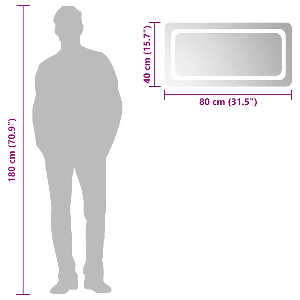 vidaXL Oglindă de baie cu LED, 80x40 cm