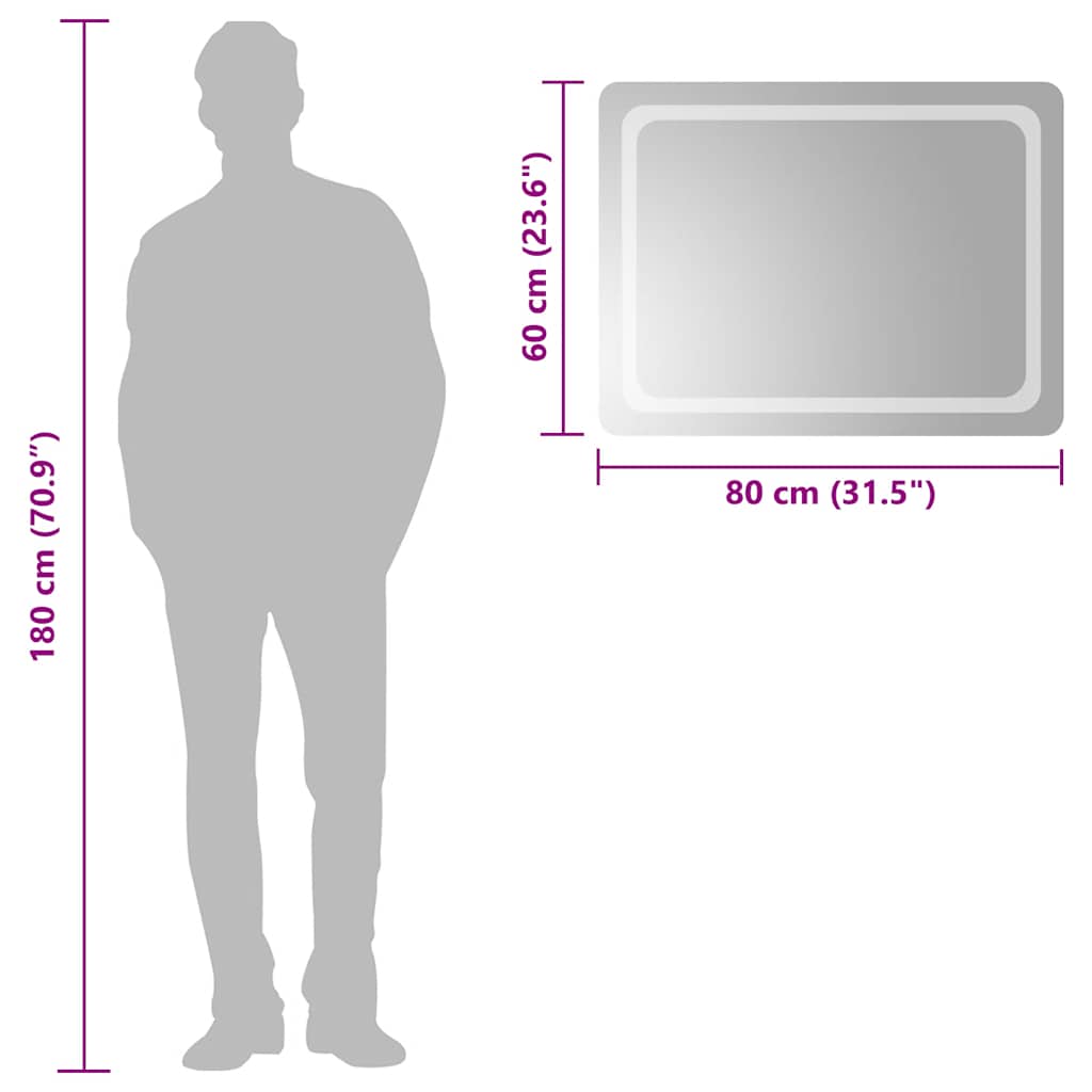 vidaXL Oglindă de baie cu LED, 80x60 cm
