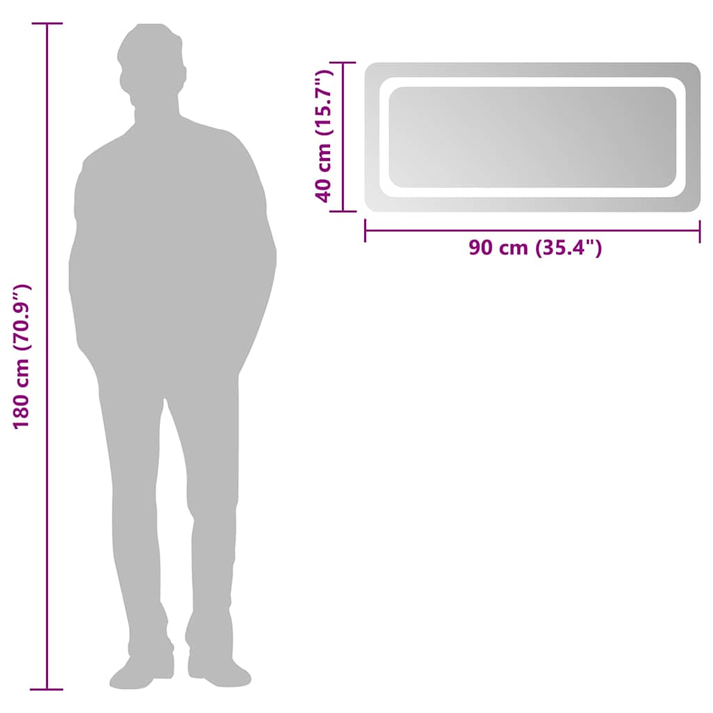 vidaXL Oglindă de baie cu LED, 90x40 cm