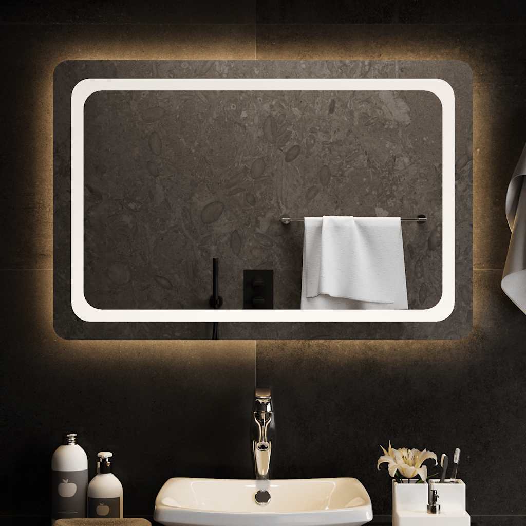 vidaXL Oglindă de baie cu LED, 90x60 cm