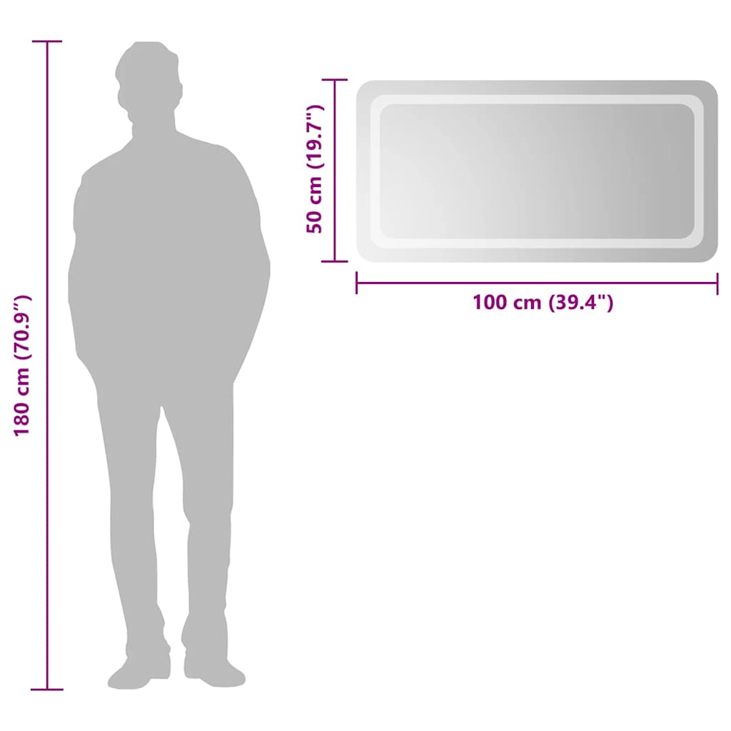 vidaXL Oglindă de baie cu LED, 100x50 cm