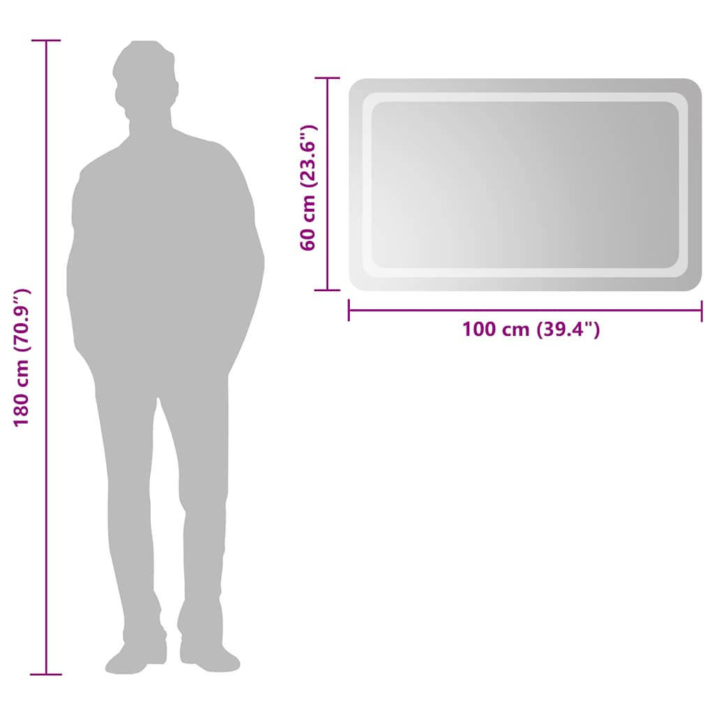 vidaXL Oglindă de baie cu LED, 100x60 cm