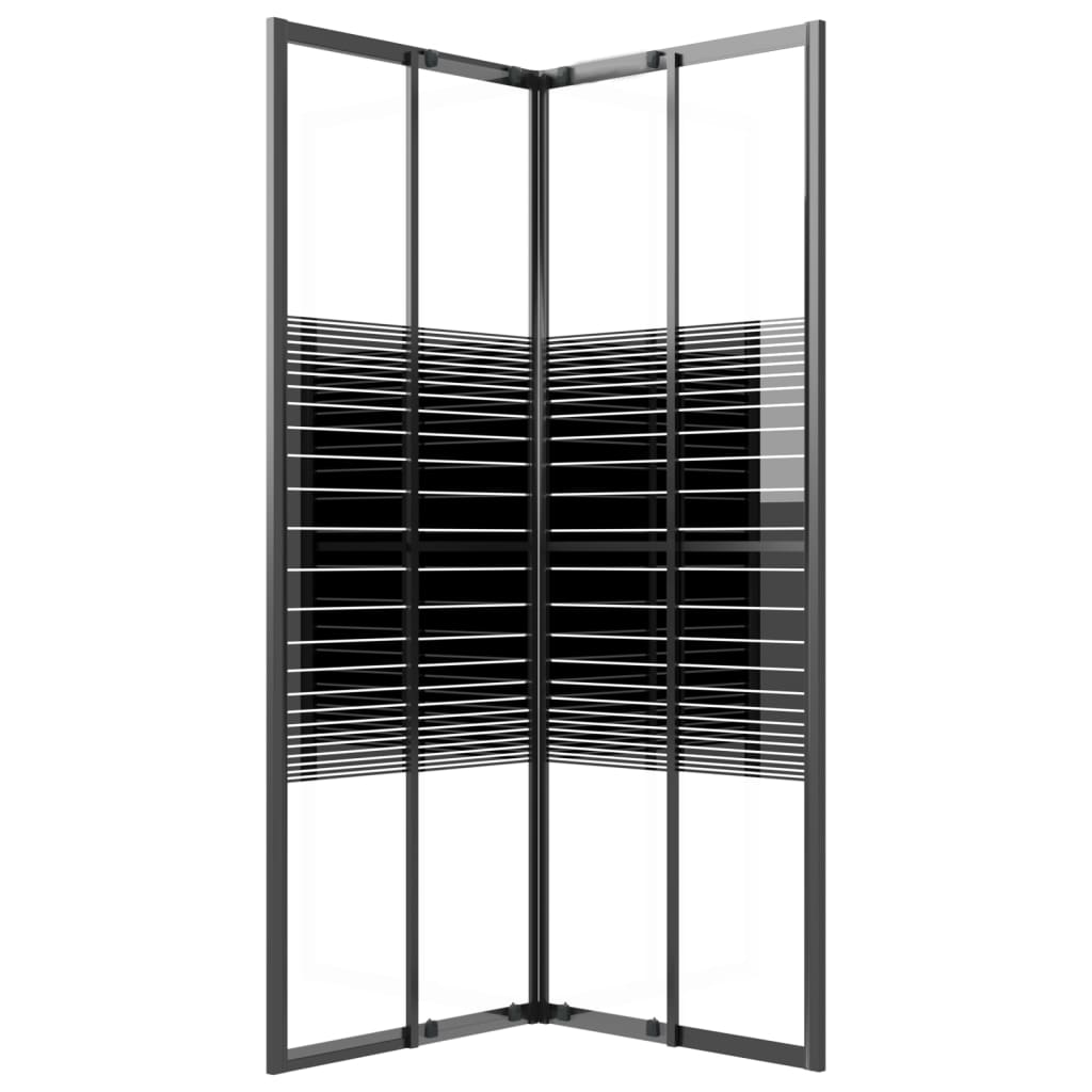 vidaXL Cabină de duș cu dungi, negru, 80x80x180 cm, ESG vidaXL Cabină de duș cu dungi, negru, 80x80x180 cm, ESG
