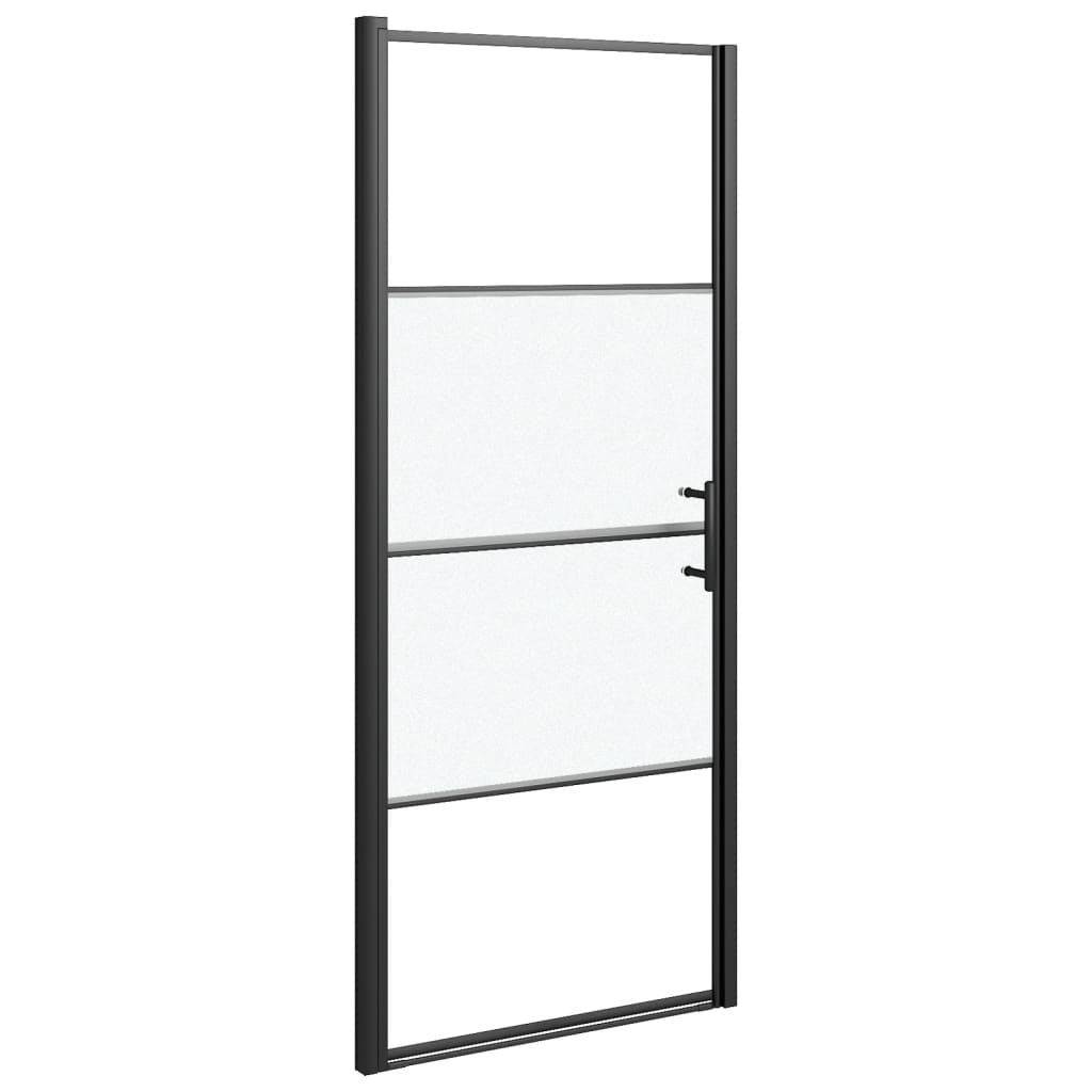 vidaXL Ușă de duș, negru, 91x195 cm, sticlă securizată semi-mată