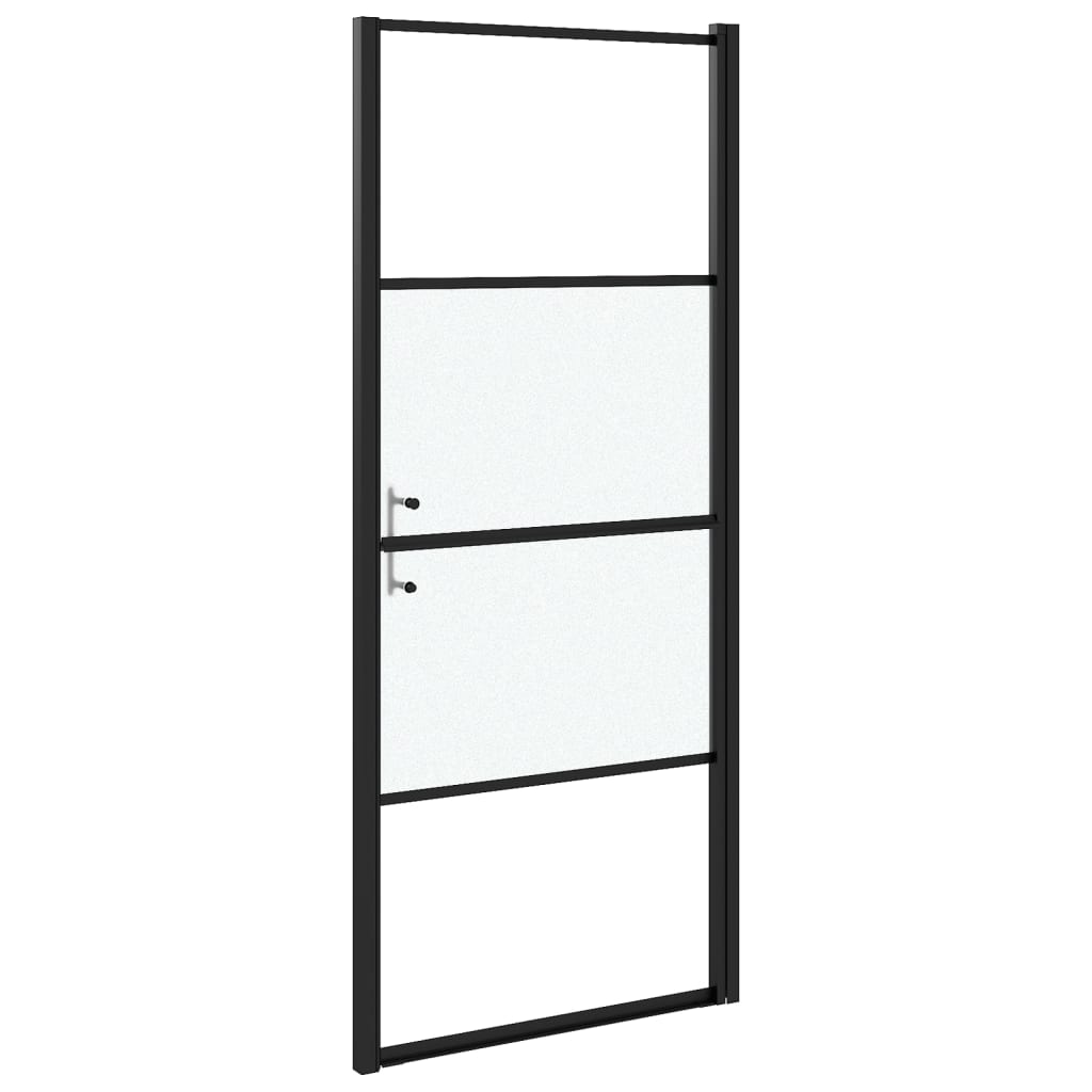 vidaXL Ușă de duș, negru, 91x195 cm, sticlă securizată semi-mată