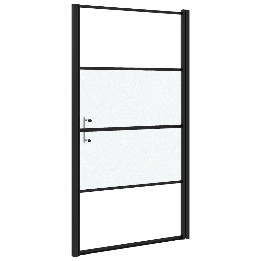 vidaXL Ușă de duș, 100x178 cm, negru, sticlă securizată semi-mată