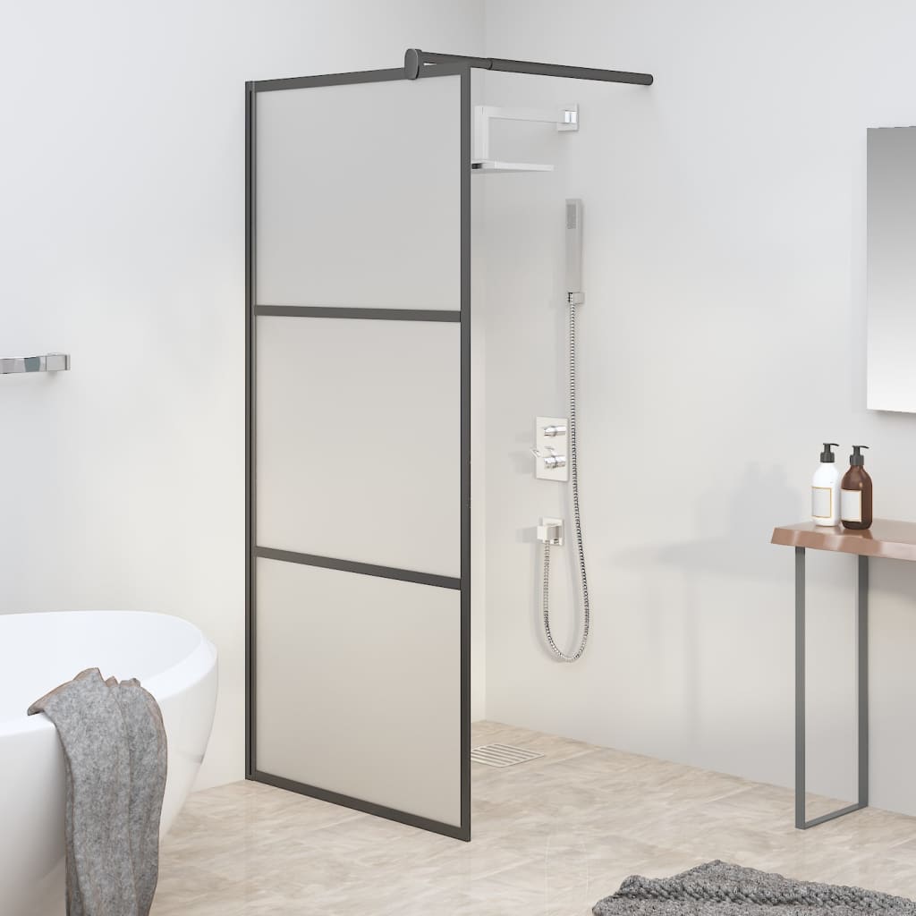 vidaXL Perete cabină duș walk-in negru 80x195 cm sticlă ESG semi-mată vidaXL Perete cabină duș walk-in negru 80x195 cm sticlă ESG semi-mată