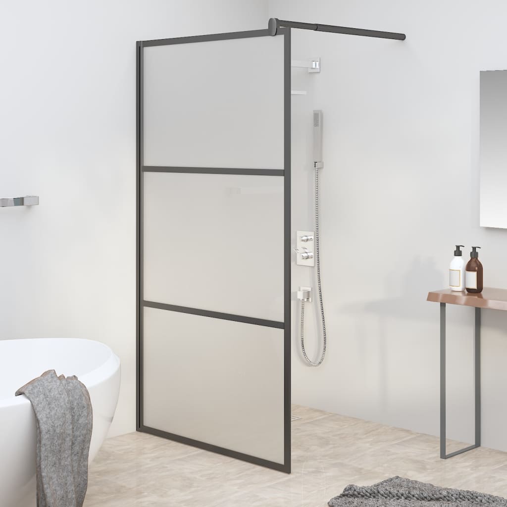 vidaXL Perete cabină duș walk-in negru 100x195 cm sticlă ESG semi-mată vidaXL Perete cabină duș walk-in negru 100x195 cm sticlă ESG semi-mată