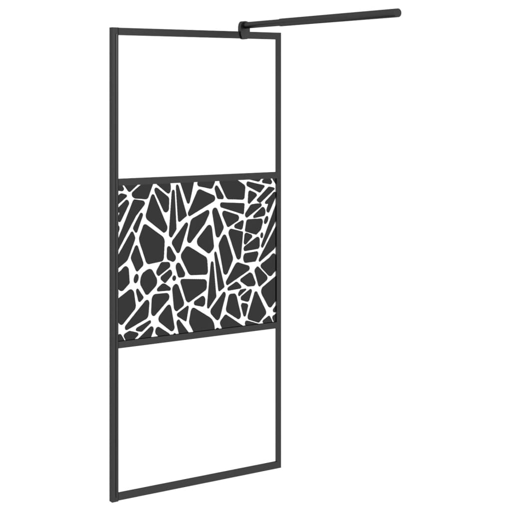 vidaXL Paravan de duș walk-in negru 80x195 cm sticlă ESG model piatră vidaXL Paravan de duș walk-in negru 80x195 cm sticlă ESG model piatră