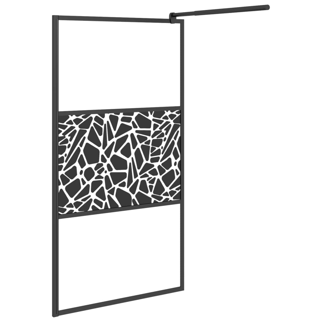 vidaXL Paravan de duș walk-in negru 100x195 cm sticlă ESG model piatră vidaXL Paravan de duș walk-in negru 100x195 cm sticlă ESG model piatră