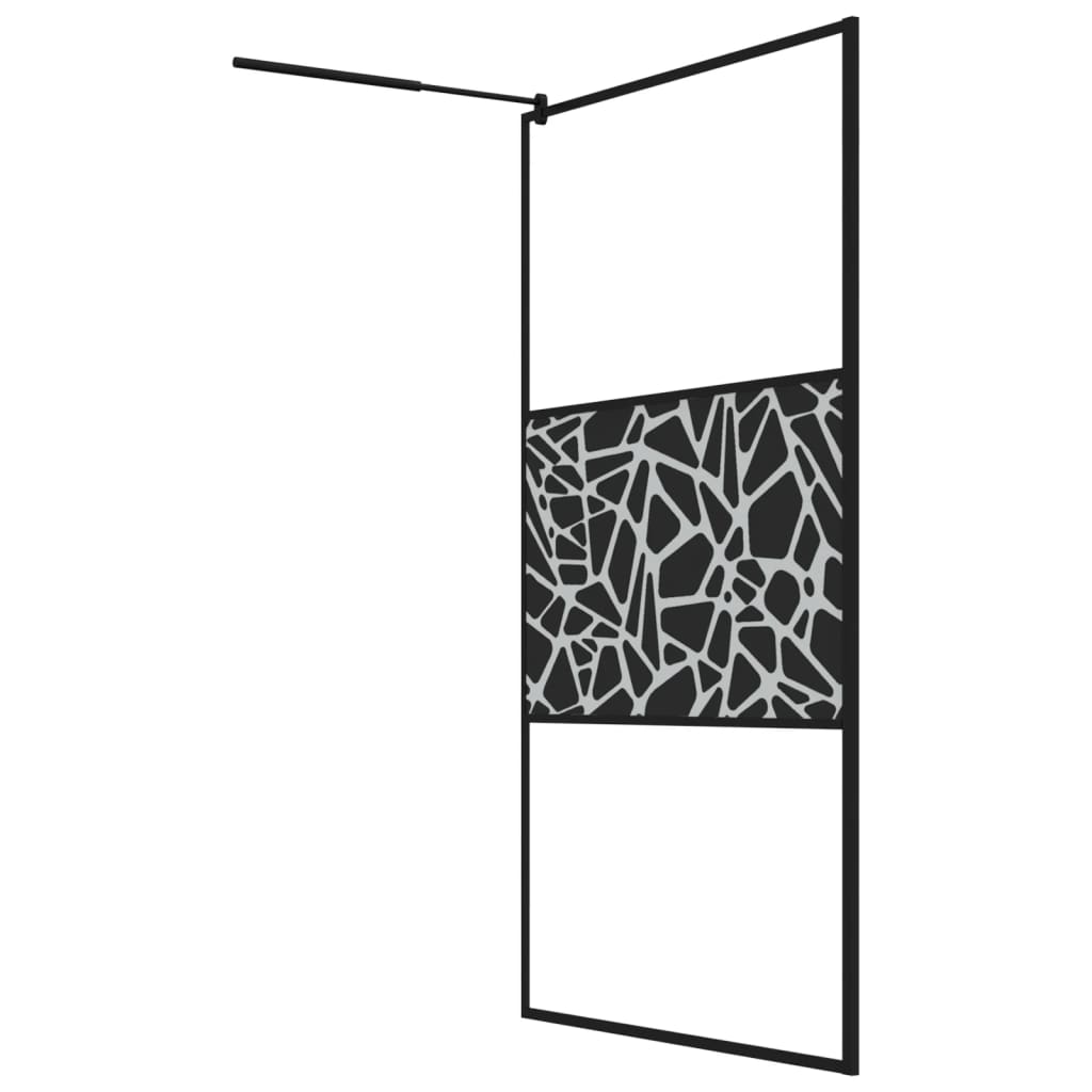 vidaXL Paravan de duș walk-in negru 115x195 cm sticlă ESG model piatră vidaXL Paravan de duș walk-in negru 115x195 cm sticlă ESG model piatră