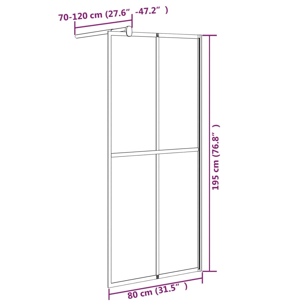 vidaXL Paravan duș walk-in 80x195 cm sticlă securizată culoare închisă vidaXL Paravan duș walk-in 80x195 cm sticlă securizată culoare închisă