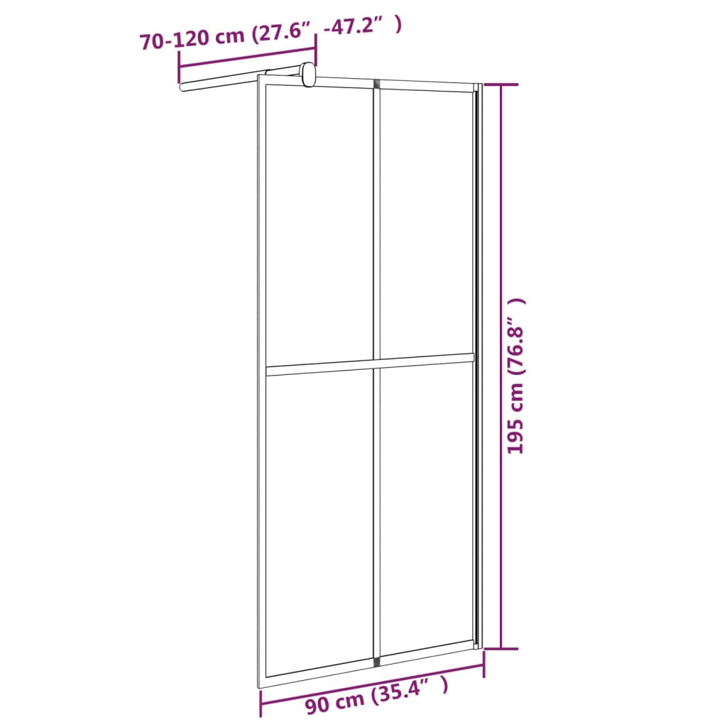 vidaXL Paravan duș walk-in, 90x195 cm, sticlă securizată închisă vidaXL Paravan duș walk-in, 90x195 cm, sticlă securizată închisă