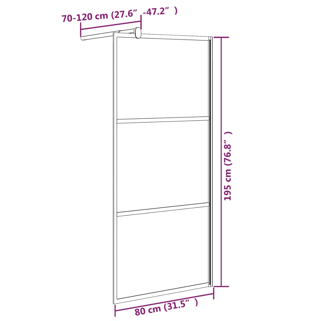 vidaXL Paravan de duș walk-in 80x195 cm sticlă ESG închisă negru vidaXL Paravan de duș walk-in 80x195 cm sticlă ESG închisă negru