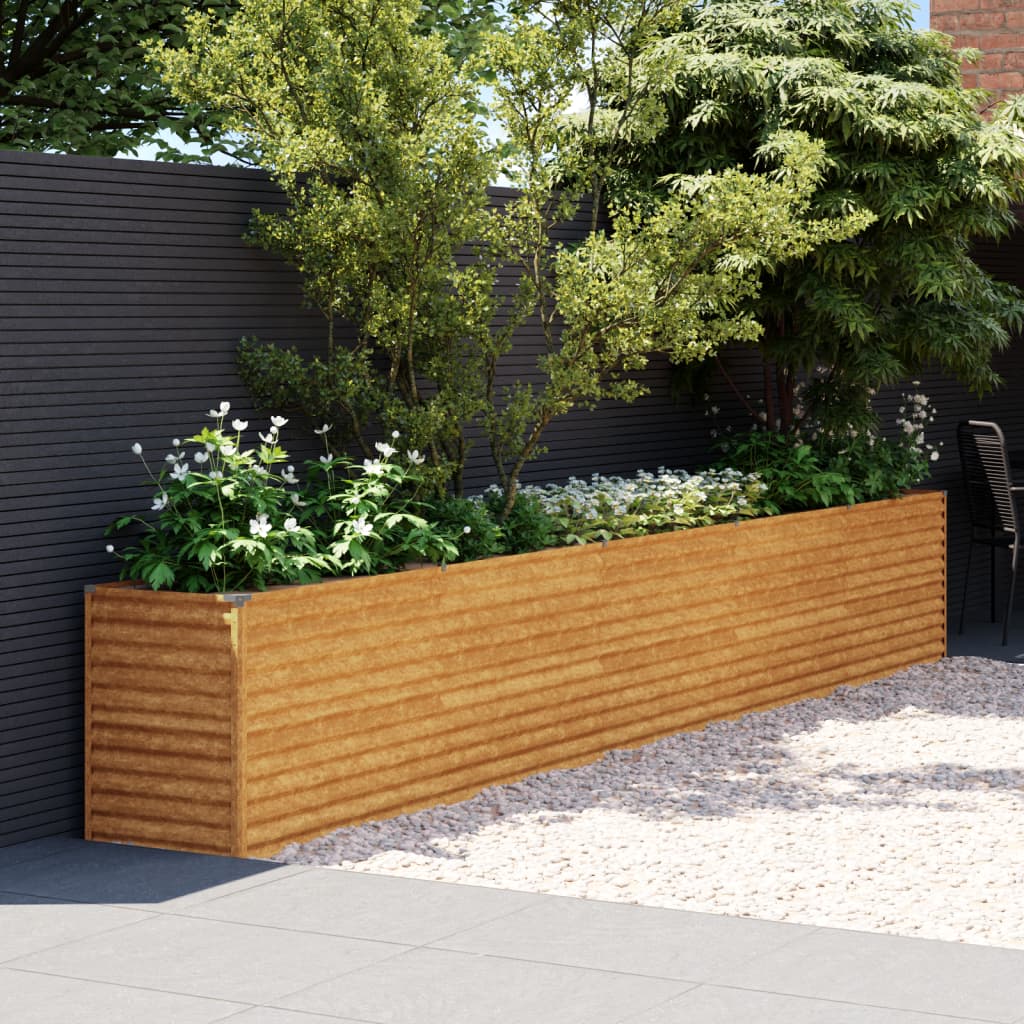 vidaXL Strat înălțat de grădină, 482x50x69 cm, oțel corten vidaXL Strat înălțat de grădină, 482x50x69 cm, oțel corten