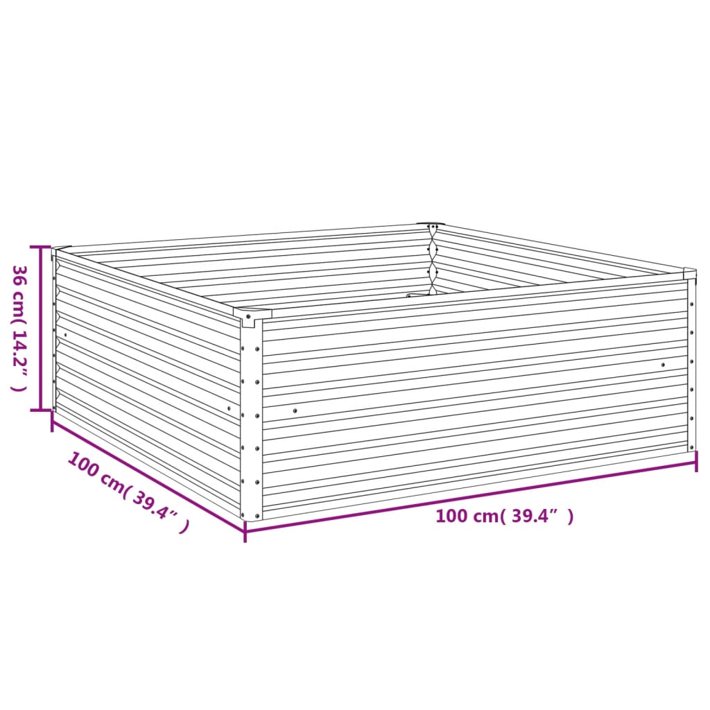vidaXL Strat înălțat de grădină, 100x100x36 cm, oțel corten vidaXL Strat înălțat de grădină, 100x100x36 cm, oțel corten