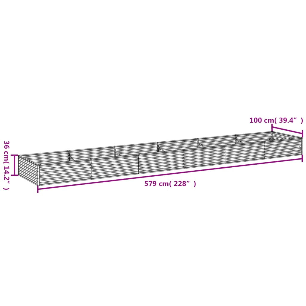 vidaXL Strat înălțat de grădină, 579x100x36 cm, oțel corten vidaXL Strat înălțat de grădină, 579x100x36 cm, oțel corten