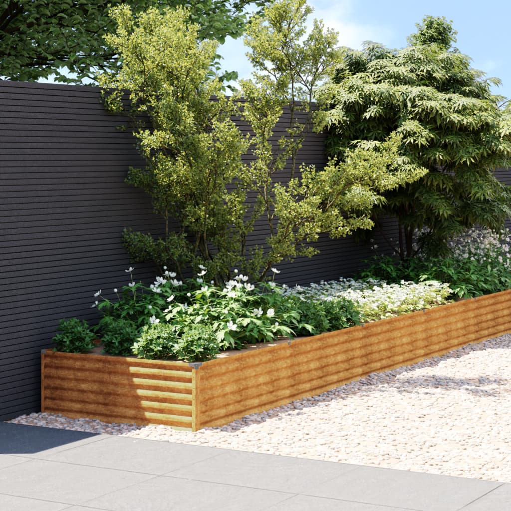 vidaXL Strat înălțat de grădină, 579x100x36 cm, oțel corten vidaXL Strat înălțat de grădină, 579x100x36 cm, oțel corten