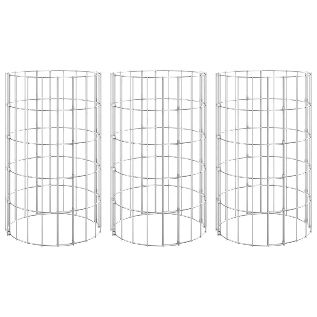 vidaXL Strat înălțat gabion 3 buc. Ø30x50 cm oțel galvanizat circular