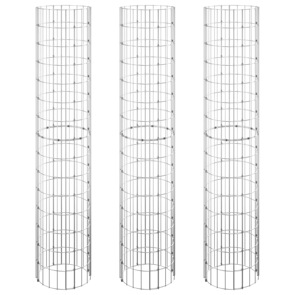 vidaXL Strat înălțat gabion 3 buc. Ø30x150 cm oțel galvanizat circular