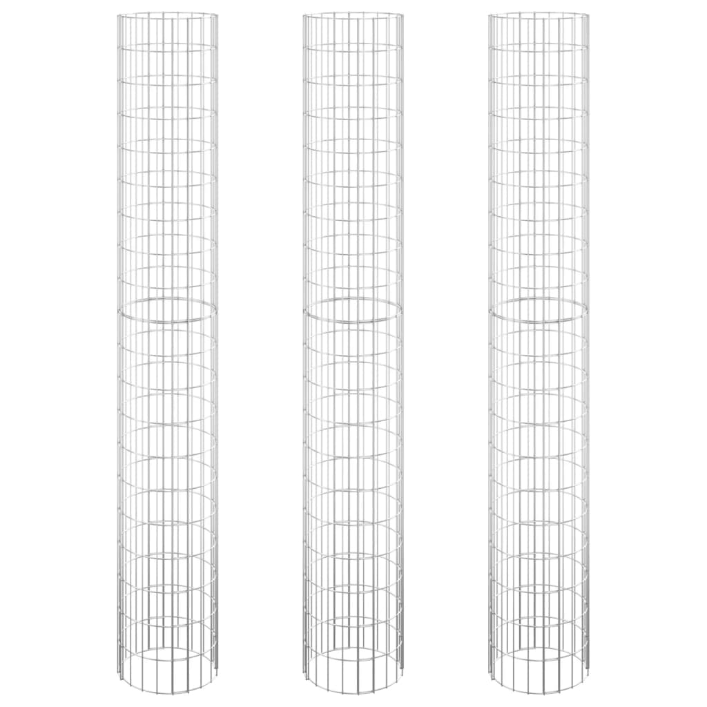 vidaXL Strat înălțat gabion 3 buc. Ø30x200 cm oțel galvanizat circular