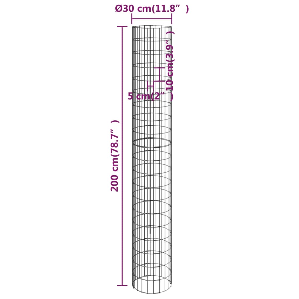 vidaXL Strat înălțat gabion 3 buc. Ø30x200 cm oțel galvanizat circular