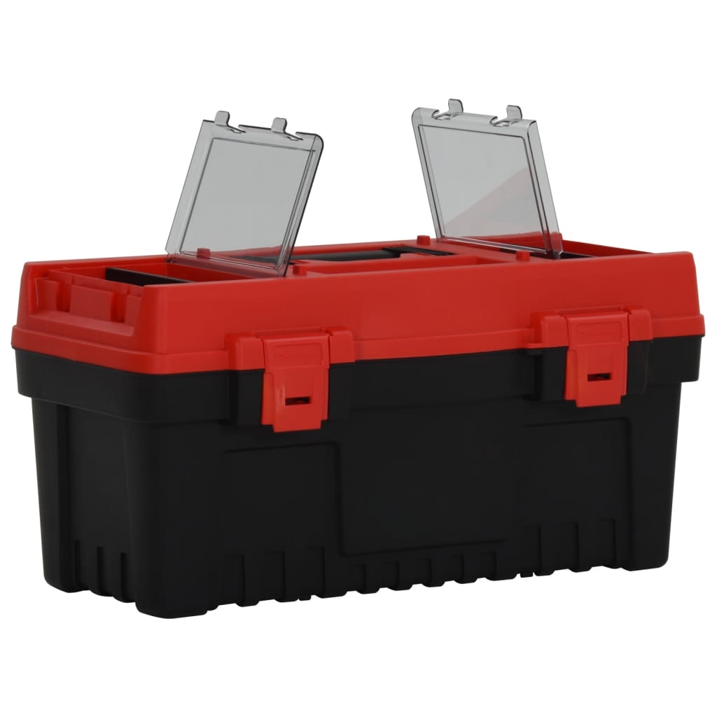 vidaXL Set de cutii de scule, 2 piese, negru și roșu, polipropilenă vidaXL Set de cutii de scule, 2 piese, negru și roșu, polipropilenă