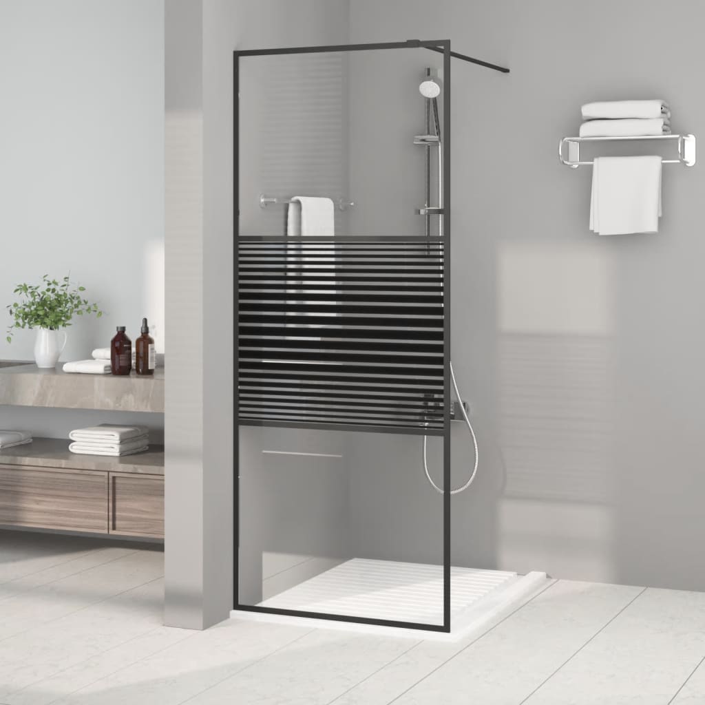 vidaXL Paravan de duș walk-in negru 80x195 cm sticlă ESG transparentă vidaXL Paravan de duș walk-in negru 80x195 cm sticlă ESG transparentă