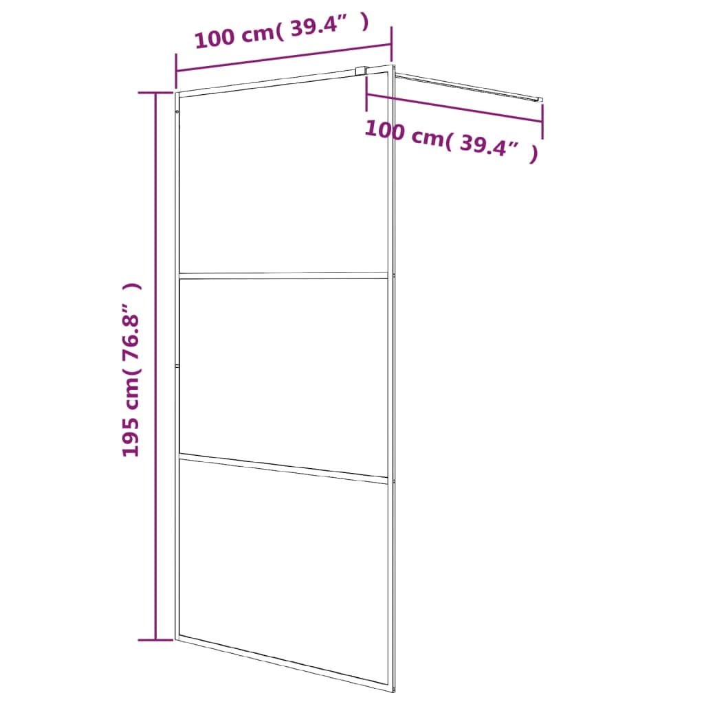 vidaXL Paravan de duș walk-in negru 100x195 cm sticlă ESG transparentă vidaXL Paravan de duș walk-in negru 100x195 cm sticlă ESG transparentă