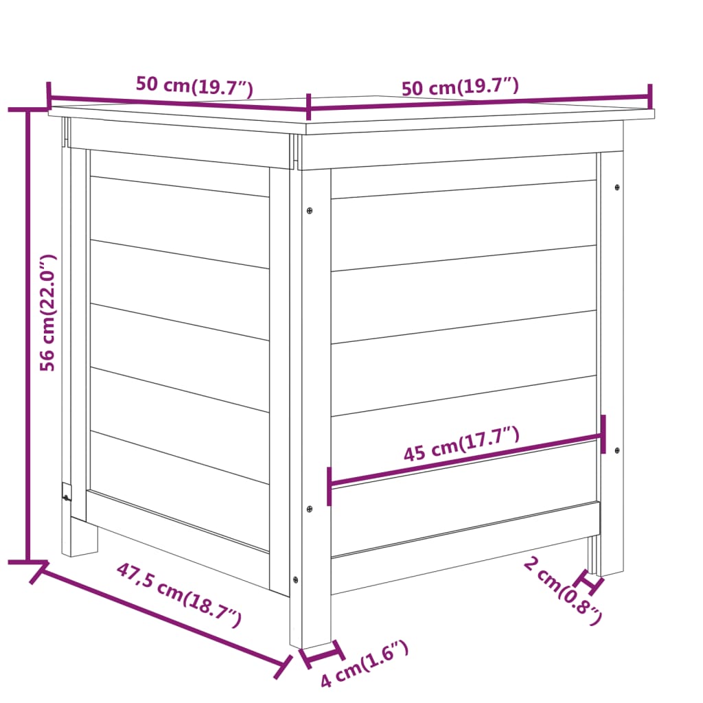 vidaXL Cutie de perne de exterior maro 50x50x56 cm lemn masiv brad vidaXL Cutie de perne de exterior maro 50x50x56 cm lemn masiv brad