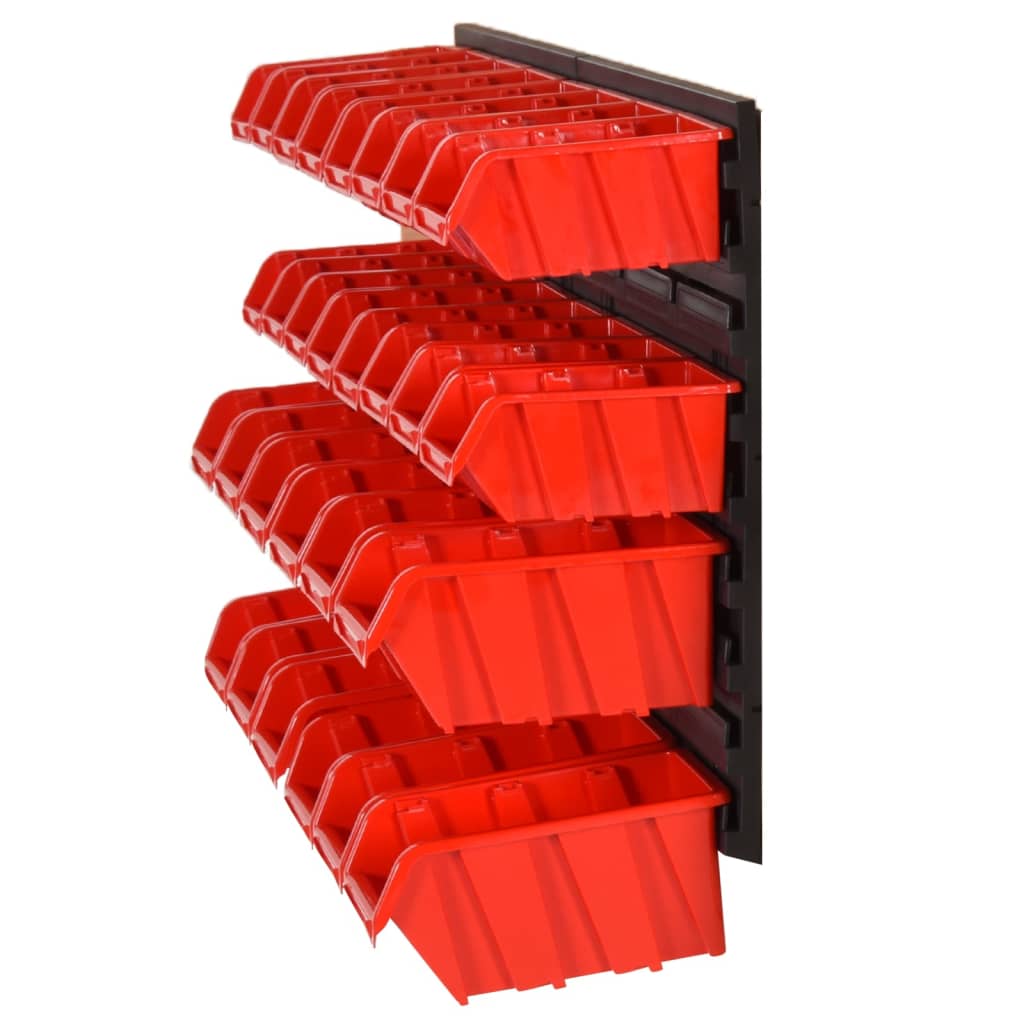 vidaXL Set rafturi atelier 30 buc. roșu / negru 77x39 cm polipropilenă vidaXL Set rafturi atelier 30 buc. roșu / negru 77x39 cm polipropilenă