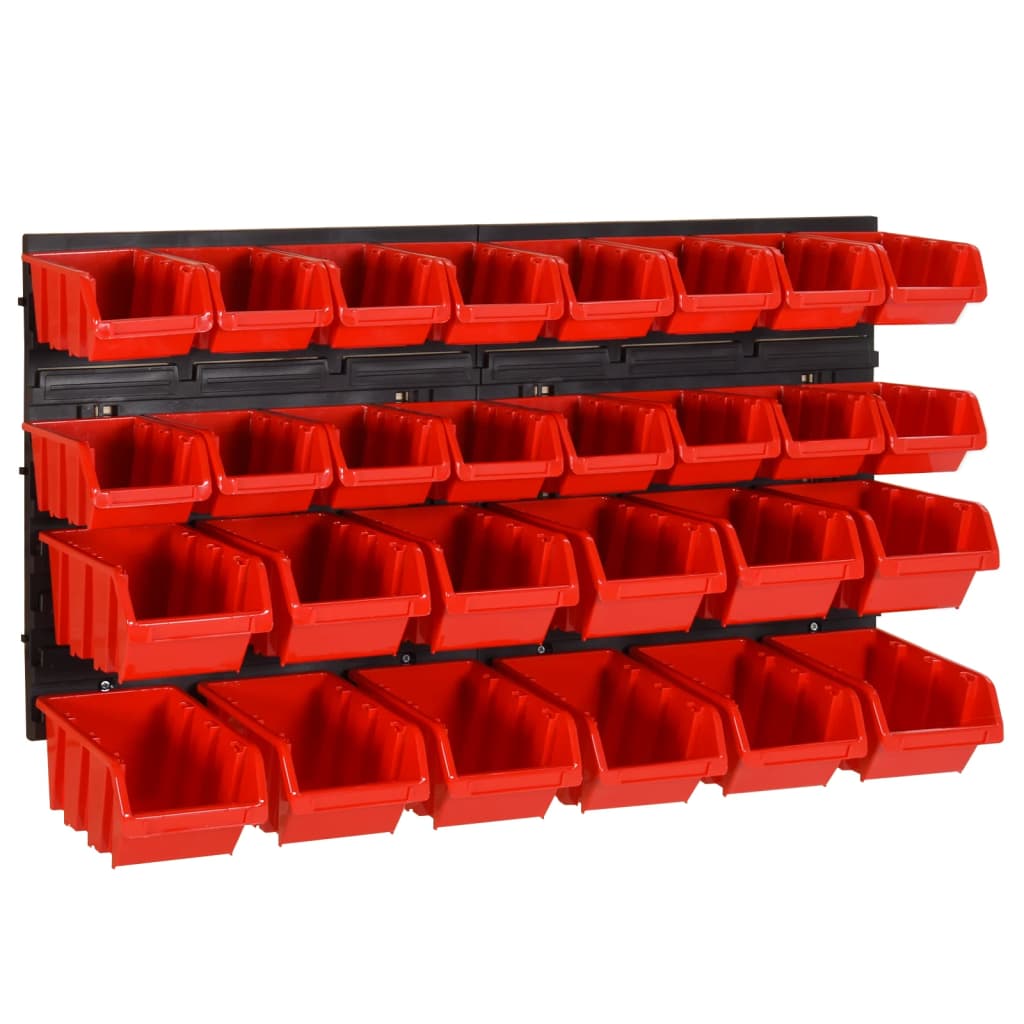 vidaXL Set rafturi atelier 30 buc. roșu / negru 77x39 cm polipropilenă vidaXL Set rafturi atelier 30 buc. roșu / negru 77x39 cm polipropilenă