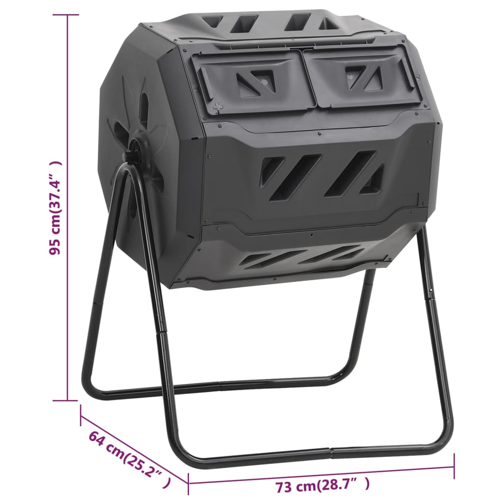 vidaXL Recipient de compost de grădină, negru, 73x64x95 cm, 160 L vidaXL Recipient de compost de grădină, negru, 73x64x95 cm, 160 L