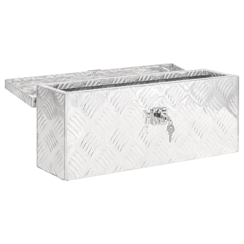 vidaXL Cutie de depozitare, argintiu, 50x15x20,5 cm, aluminiu vidaXL Cutie de depozitare, argintiu, 50x15x20,5 cm, aluminiu