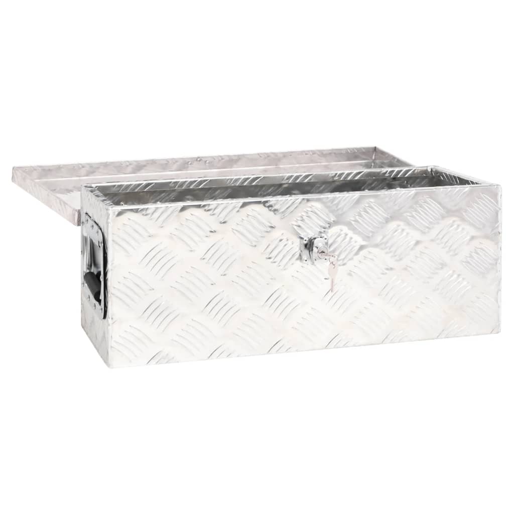 vidaXL Cutie de depozitare, argintiu, 60x23,5x23 cm, aluminiu vidaXL Cutie de depozitare, argintiu, 60x23,5x23 cm, aluminiu