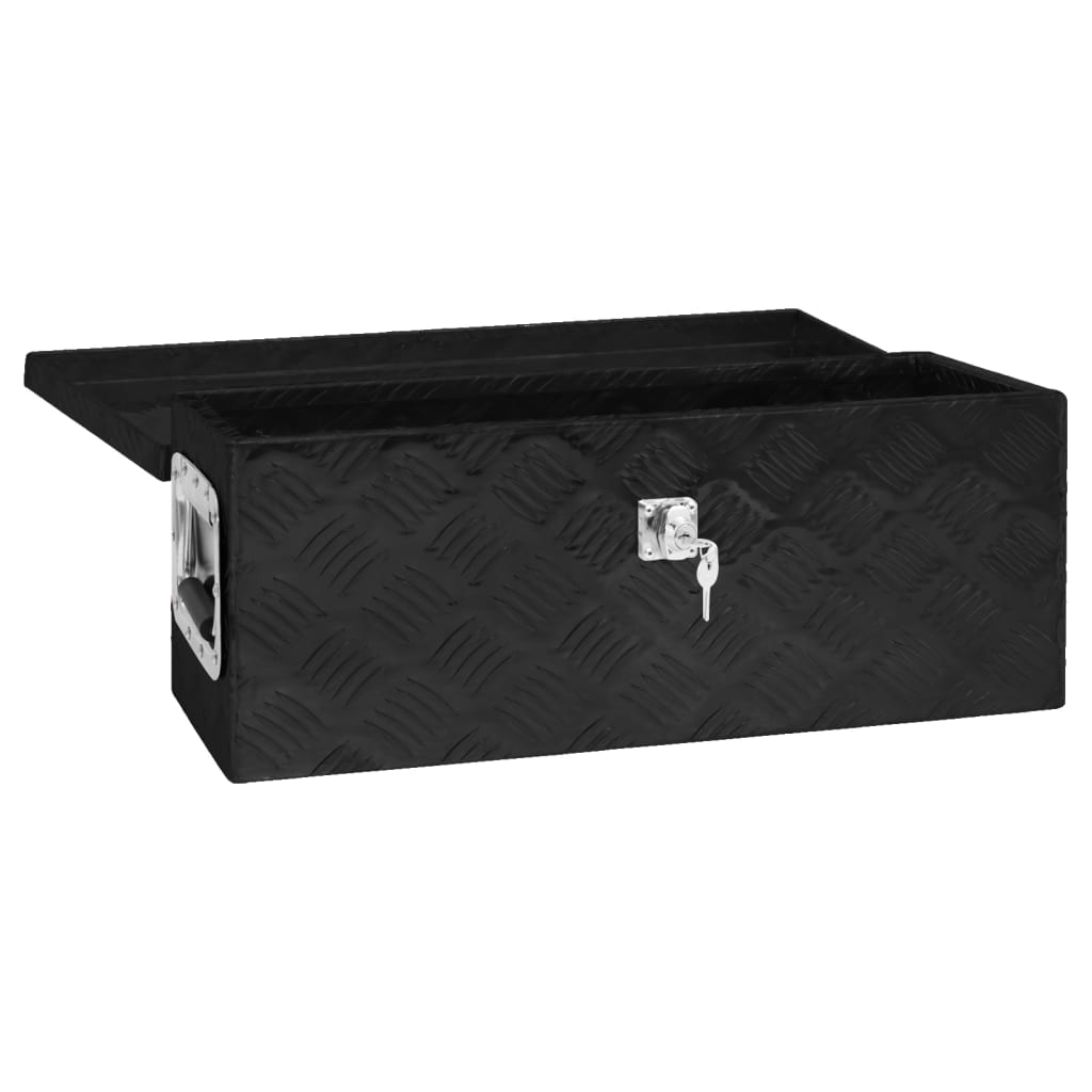 vidaXL Cutie de depozitare, negru, 60x23,5x23 cm, aluminiu vidaXL Cutie de depozitare, negru, 60x23,5x23 cm, aluminiu