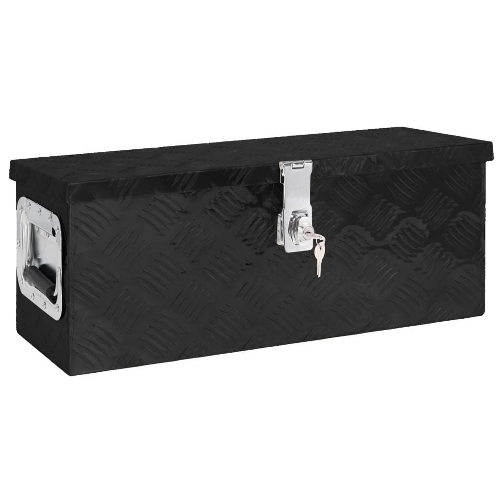 vidaXL Cutie de depozitare, negru, 60x23,5x23 cm, aluminiu vidaXL Cutie de depozitare, negru, 60x23,5x23 cm, aluminiu