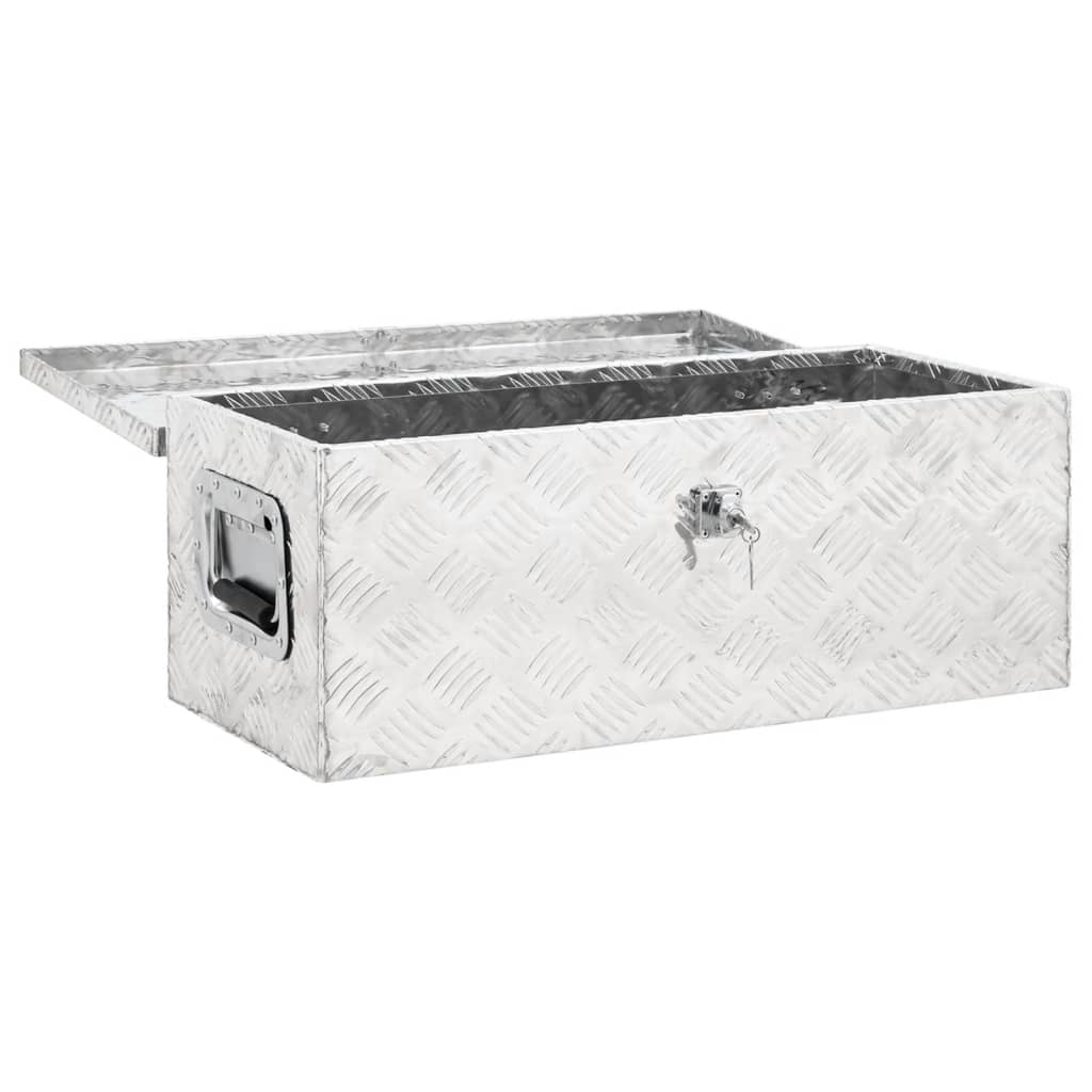 vidaXL Cutie de depozitare, argintiu, 70x31x27 cm, aluminiu vidaXL Cutie de depozitare, argintiu, 70x31x27 cm, aluminiu